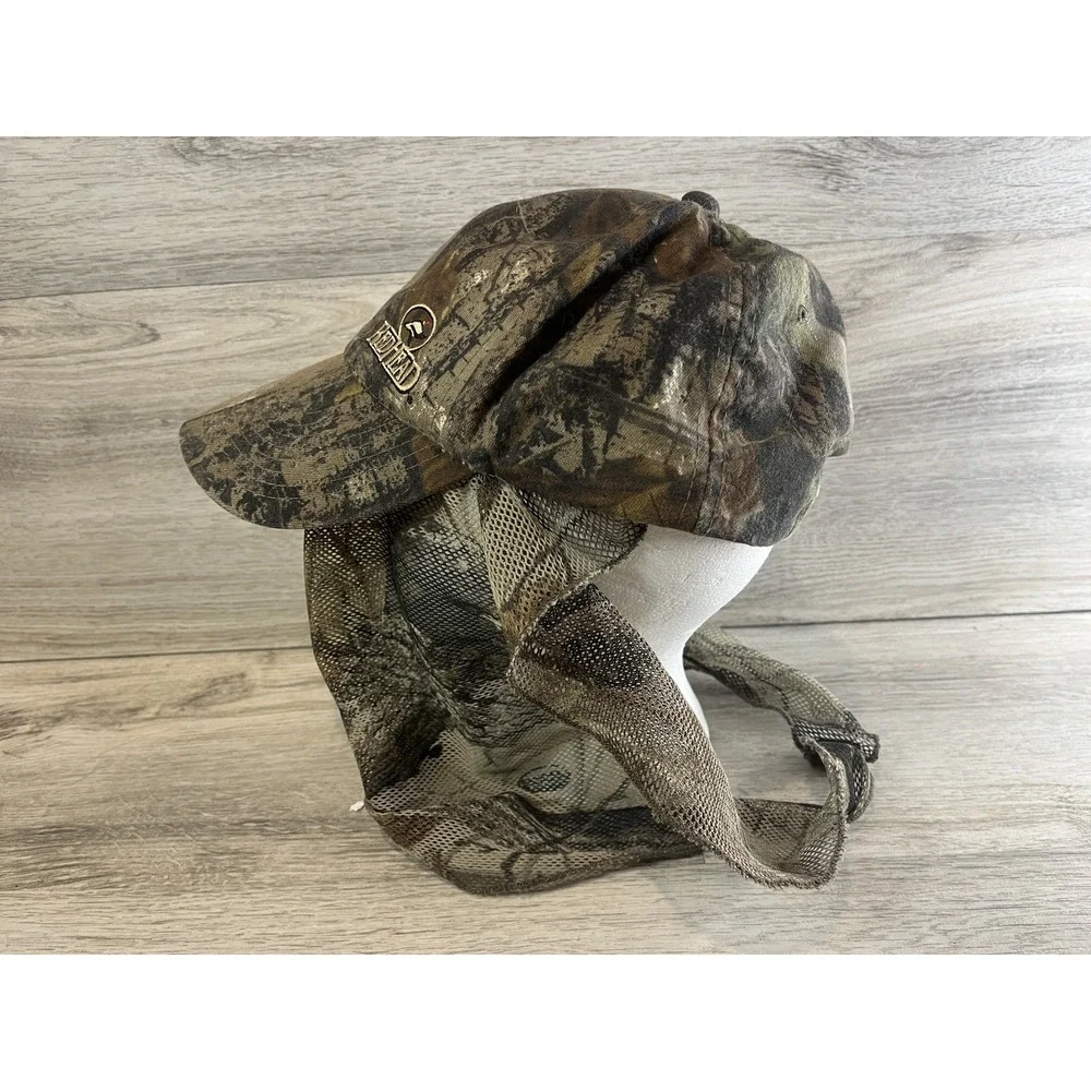 Vintage Hunting Gear Headwear Baseball Cap‎ Hat Built-in Face Veil Brown Camo
